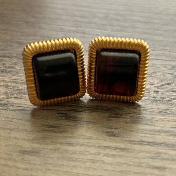 Vintage Amber Gold Clip On Earrings - Picture 3 of 7
